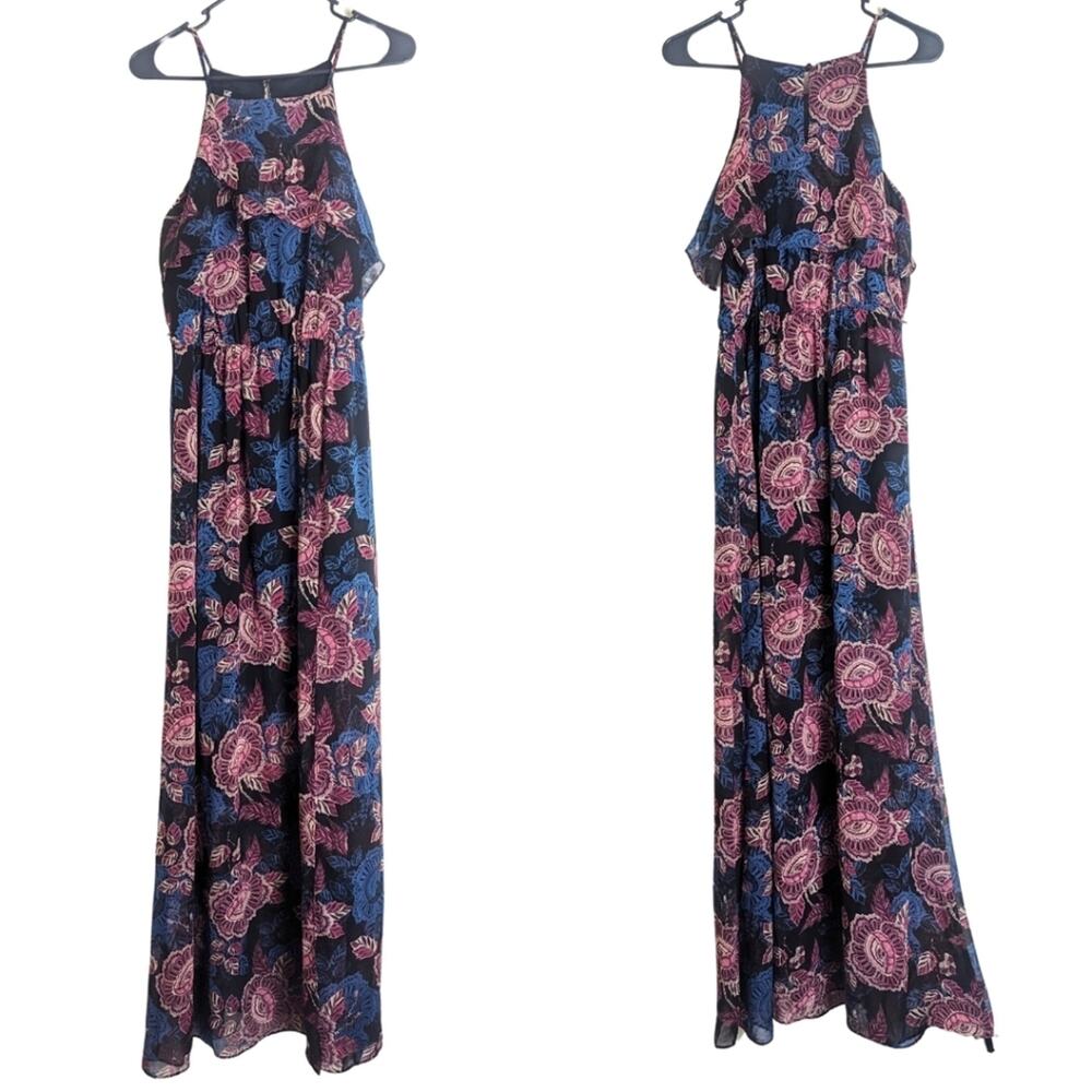 Whimsigoth Floral Sleeveless Maxi Dress - Dark Romanic Black and Pink Women's L
